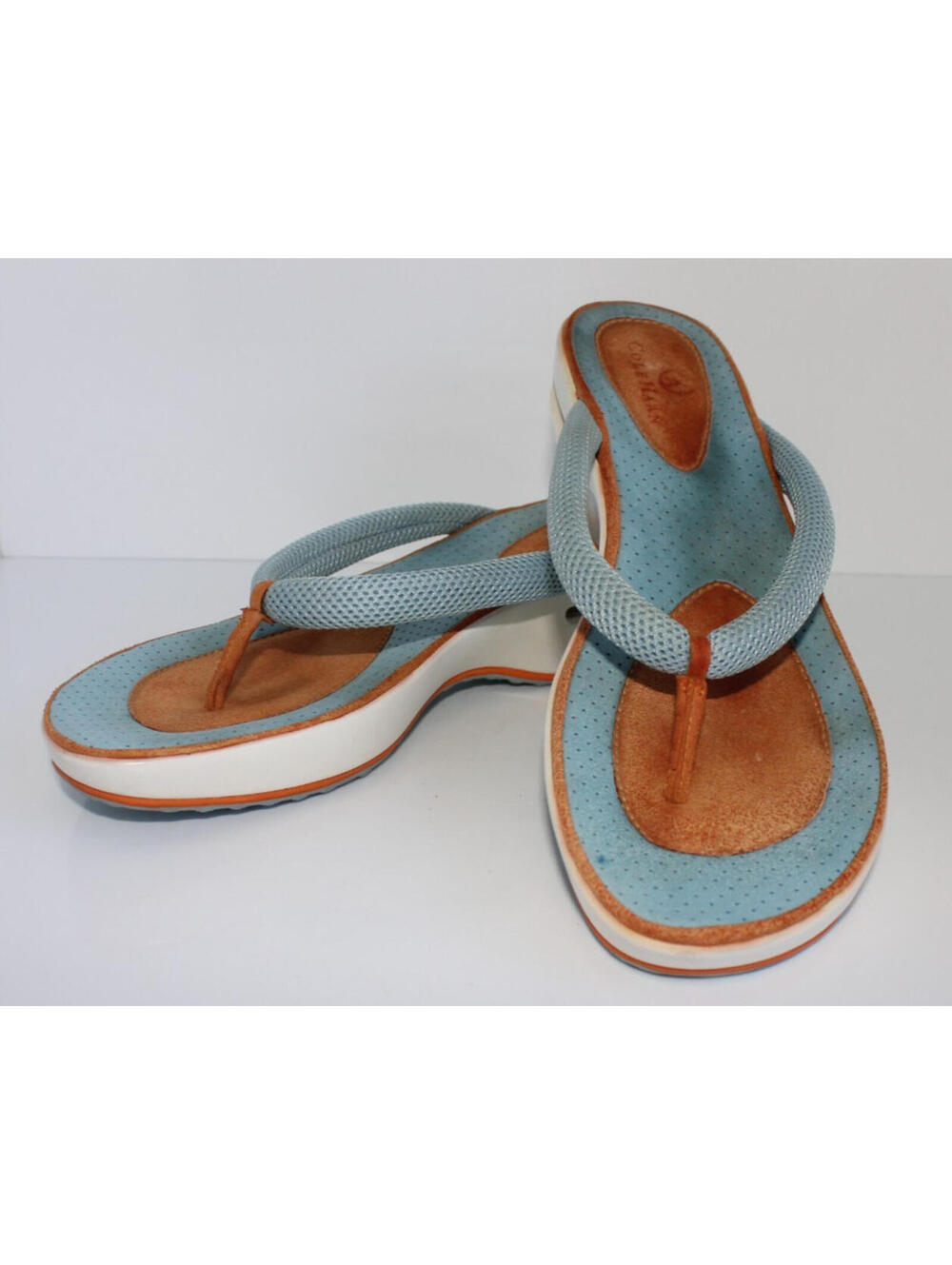 Cole Haan Air Series Wedge Sandals Women's Size 10 Blue, Tan, White